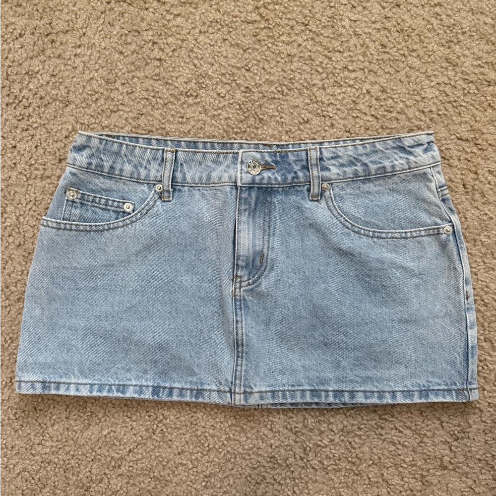 Edikted Light Blue Denim Mini Skirt